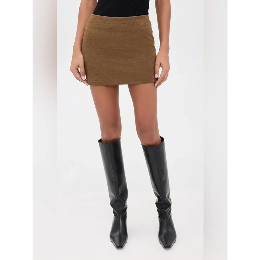 Reformation Chloe Mini Skirt in Chestnut Brown 2 - Picture 5 of 6